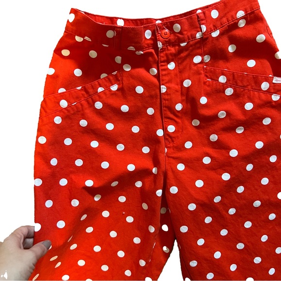 Vintage Emanuelle high waisted cropped red polka dot pants. - Picture 4 of 7
